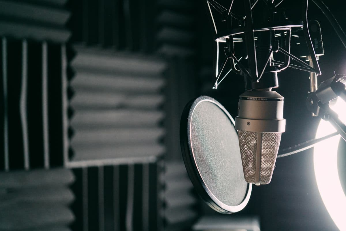 A microphone in a recording studio